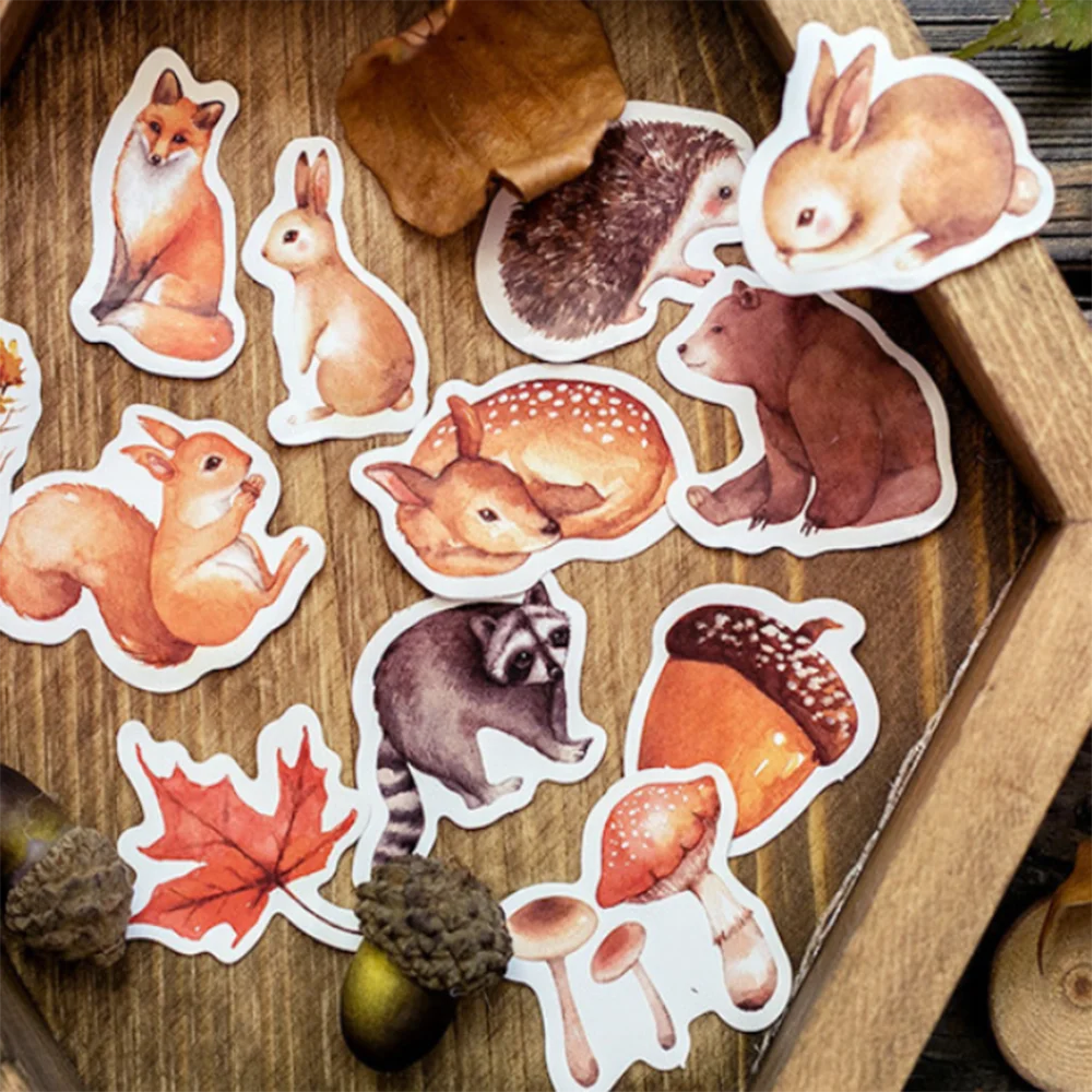 

46pcs/set Forest Animals Stickers Kawaii Stationery Papeleria DIY Scrapbooking Diary Notebook Planner Decorations Label Stickers