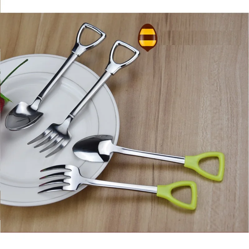 Creative Stainless Steel Spoon/Forks Shovel Shape Design Coffee Ice