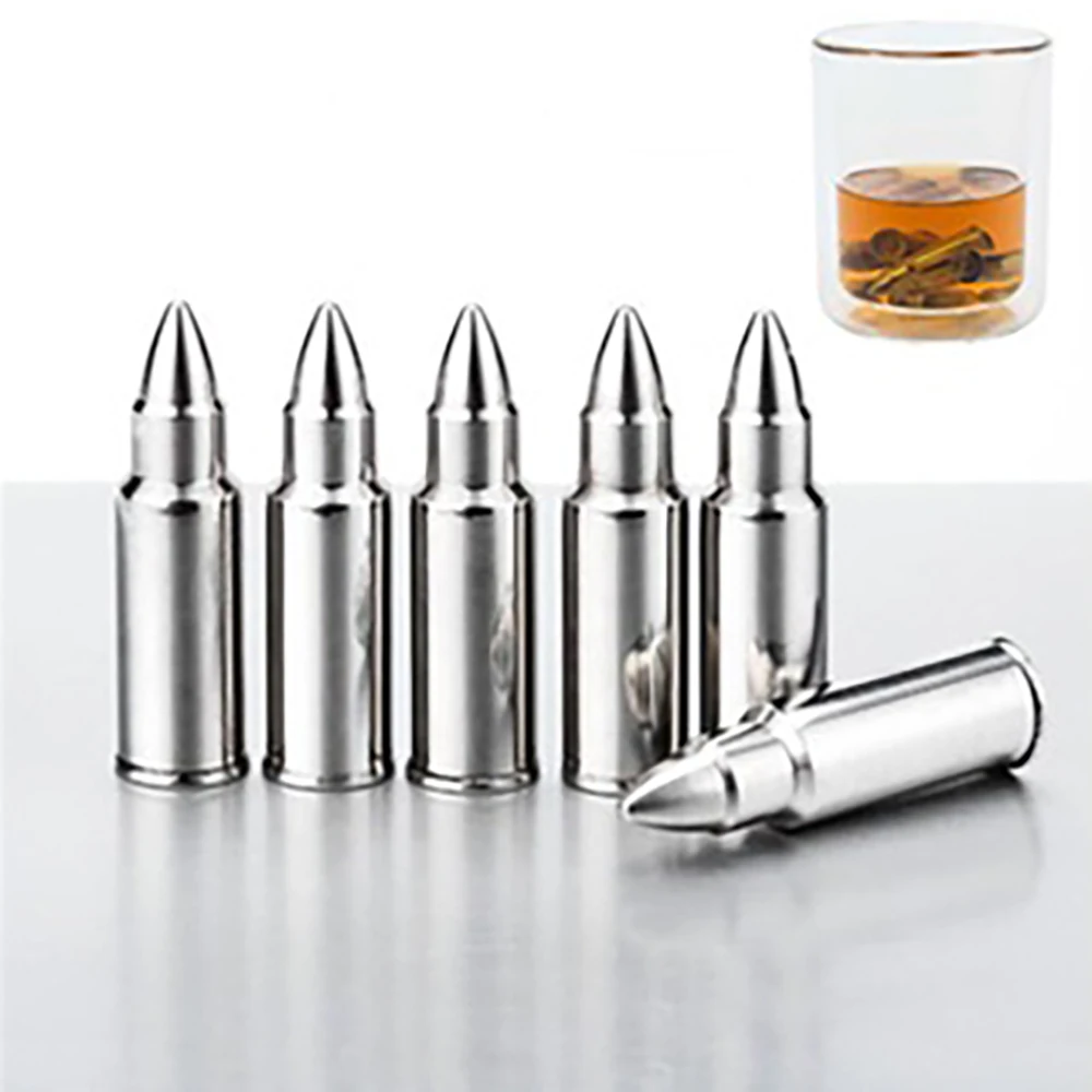 Ice Bucket Food Grade Safety 304 Stainless Steel Bullet Shaped Ice Cube Whisky Stones Wine Coffee Chiller Bar chiller Tool