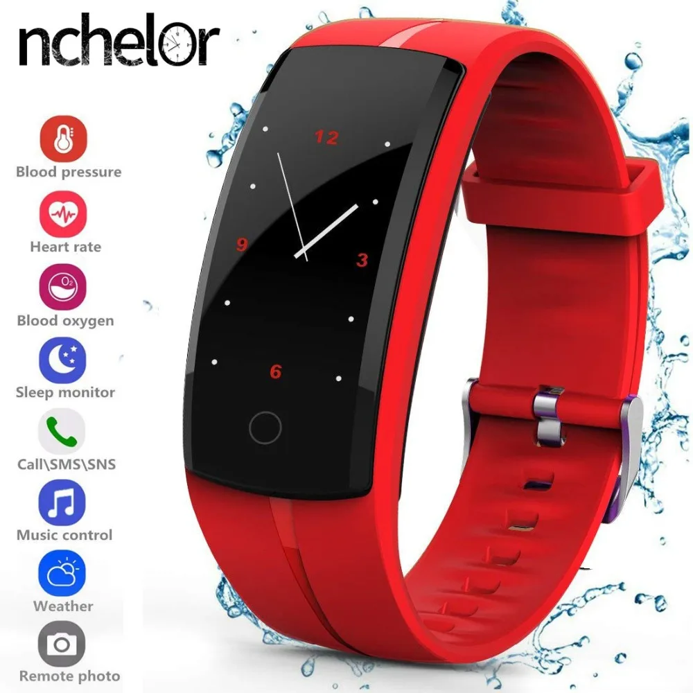

NEW QS100 Smart Watch Blood Pressure Monitor Heart Rate Monitor Color Touch Screen Activity Sports Watch for iPhone IOS Android