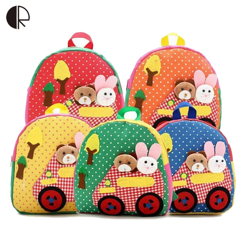 New Cute font b Kids b font School Bags Cartoon Animal Applique Canvas font b Backpack