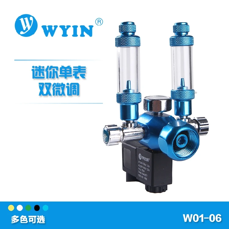 

Aquarium Regulator m22-14 W21.8 CGA320, G5/8 interface 2 Outlets with Solenoid Magnetic Valve 22mm