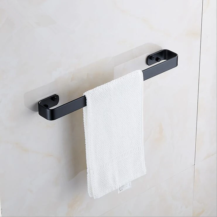 Kaufen Solide Raum Aluminium Schwarz Handtuch Bar Einzigen Handtuch Rack Bad Matte Schwarz Wand Montiert Handtuch Halter 20 30  40 50 60 cm