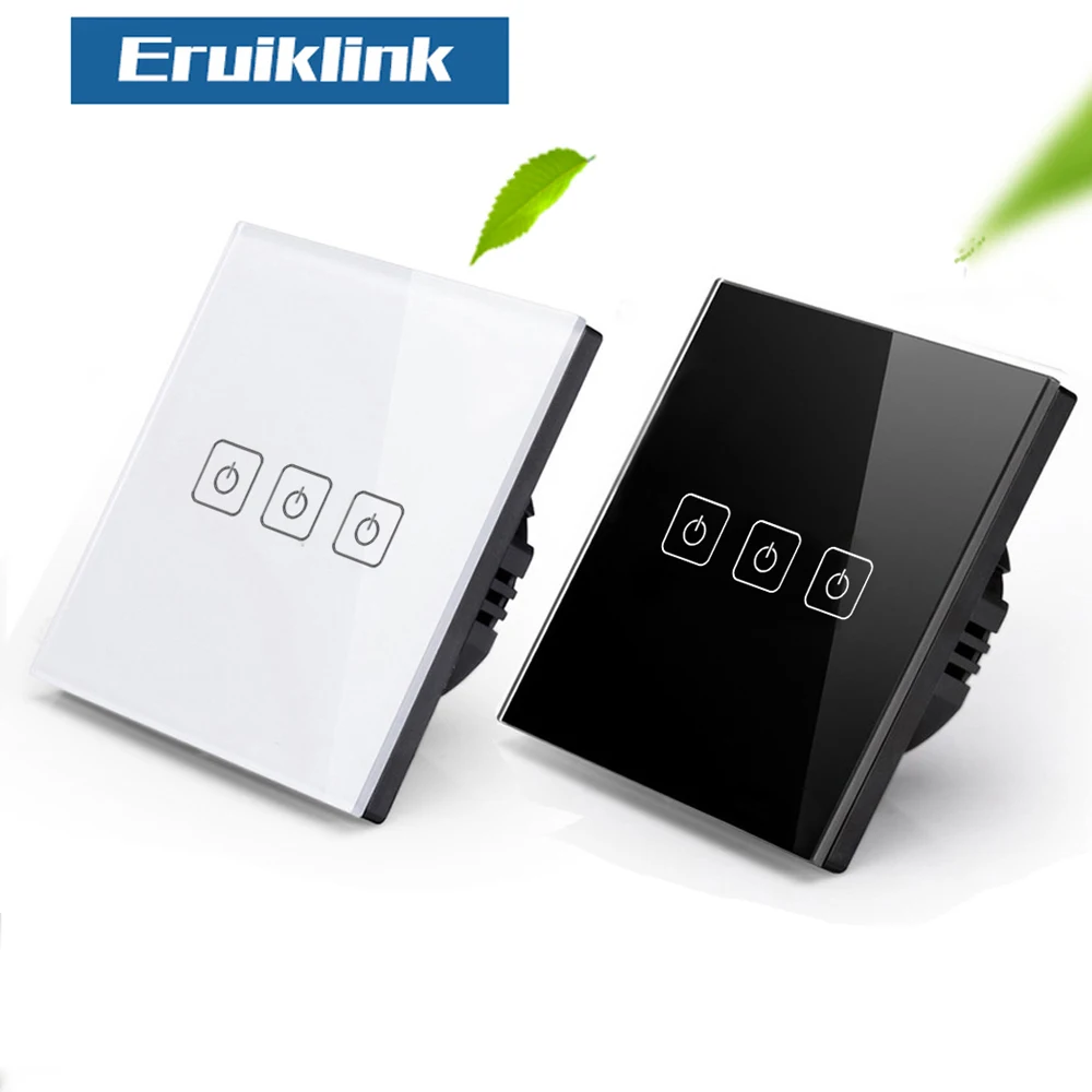 EU/UK Standard Eruiklink Touch Switch 3 Gang 1 Way,Wall Light Touch ...