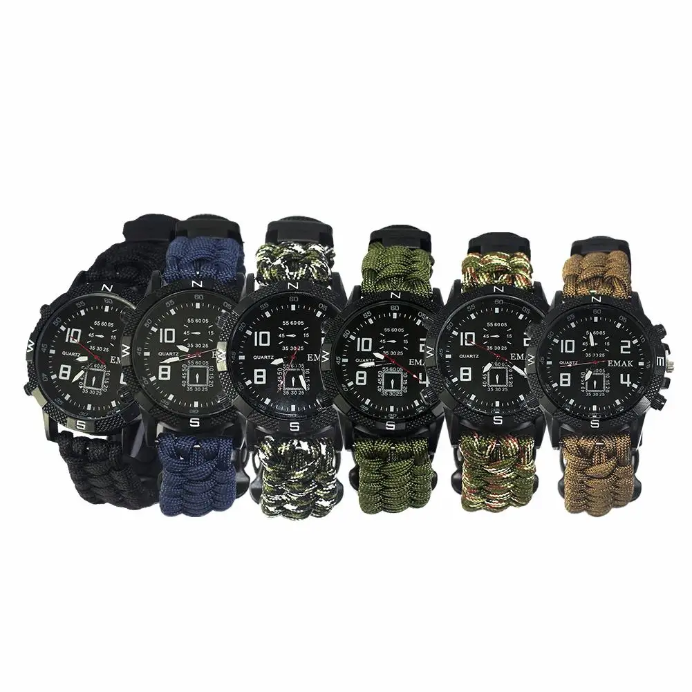 

USB Cable Survival Watch Whistle&Ultraviolet Lamp&Flashlight&Parachute Cord&Compass&Thermometer&Reflective Mirror Function