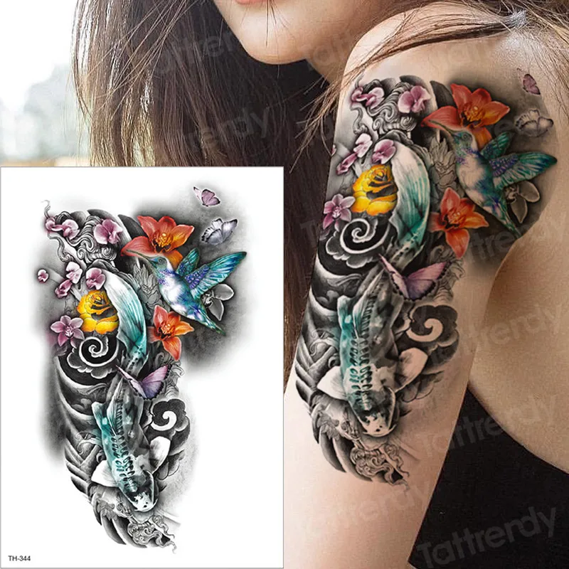 Временные татуировки водонепроницаемые женские татуировки на спине крыла татуировка в летнем стиле наклейки для девушек боди-арт модные татуировки Крыло ангела tatto