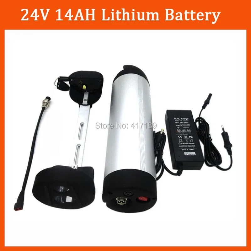 

Free customs fee 350W 24V Battery 24V 14AH Electric Bike Battery 24Volt bottle lithium battery and BMS 29.4V 2A charger