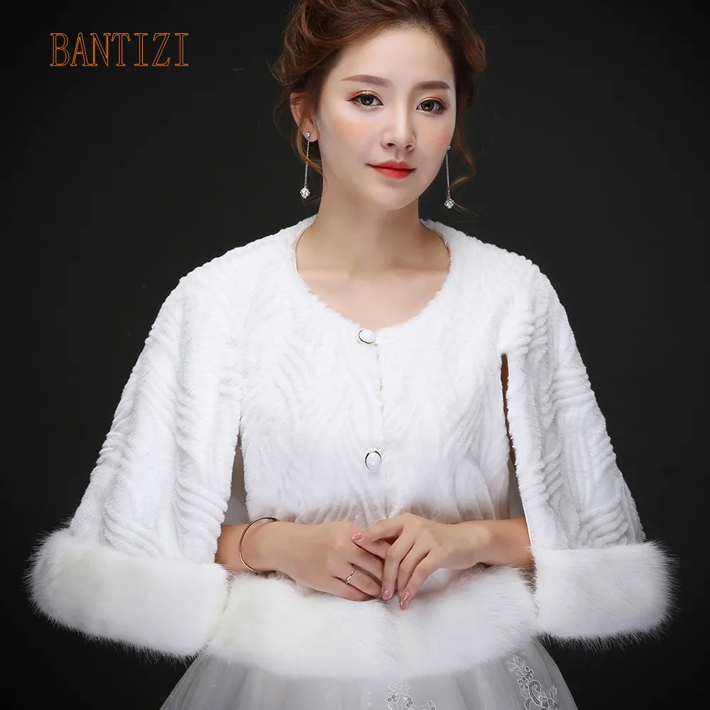 Elegant No Collar Fine Stripe Faux Fur Wrap Poncho With Button Solid Imitation Mink Hair Women Jacket | Аксессуары для одежды