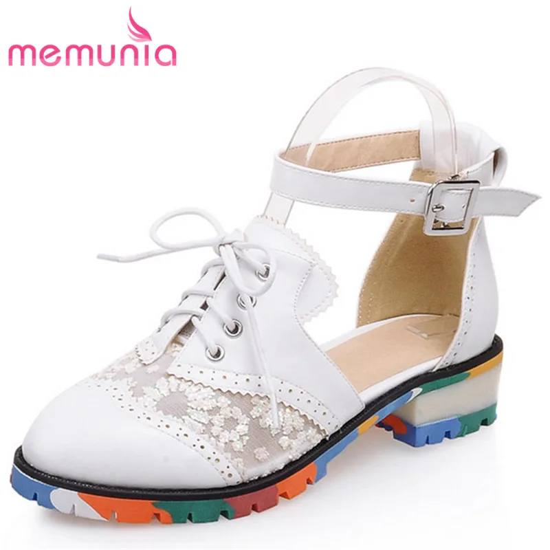

MEMUNIA 2020 leisure spring autumn women pumps round toe buckle square med heels shoes woman soft pu leather ladies shoes