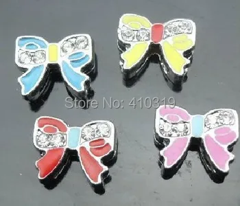 

Wholesale 100pcs/lot 8mm Bowknot Slide Charm DIY Alphabet Accessories Fit for 8mm Key Chain