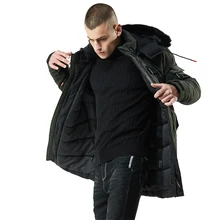 Зимняя мужская куртка, Повседневная парка, одноцветная зимняя мужская куртка, меховая толстовка с капюшоном, толстая зимняя ветровка, парка, Мужская стеганая куртка