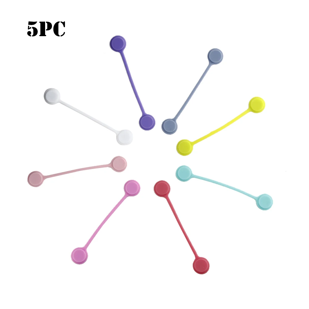 1/5/10 Pcs Random Color Silicone Earphone Clips Cord Winder Wrap Cable Organizer Magnetic Holder Cable Cord Storage - Цвет: 5pcs random