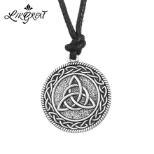 LIKGREAT, винтажное круглое ожерелье с подвеской в виде трикветры, античное серебро, цвет ирландский кельтский узел, ожерелье, Wicca, амулет, ювелирное изделие