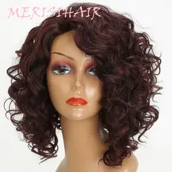 MERISIHAIR Короткие вьющиеся красного цвета синтетические парики волос для Для женщин средняя Размеры Регулируемый Термостойкие Высокое