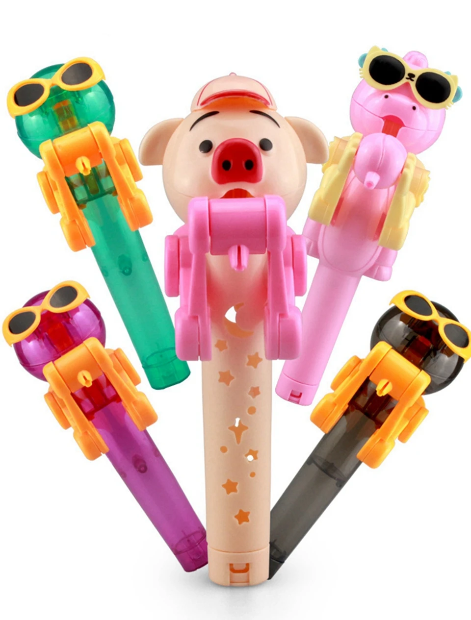 

New Candy Dust Toy Lollipop Holder Decompression Toy Novelty Relax Candy Robot Creative Personality Pig Child Toy Gift TOY160-4