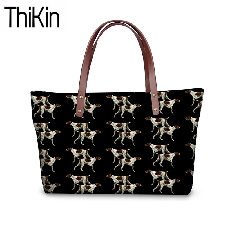 

THIKIN Large Shoulder Bags Women German Shorthair Dog Printing Handbags Ladies Fashion Top-Handle Bags for Females Hand Tote Bag