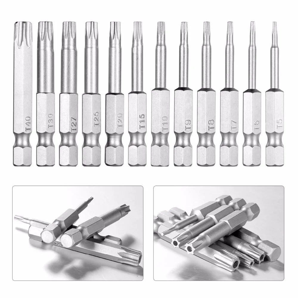 12pcs 1/4 Inch 50mm T5-T40 Torx Magnetic Plum Batch Head Screwdriver Bit 12pcs 1/4 Inch 50mm T5-T40 Torx Magnetic Plum Batch Head Screwdriver Bit