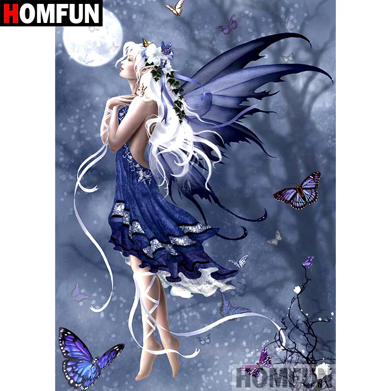 

HOMFUN 5D DIY Diamond Painting "Butterfly Elf" Full Drill Resin Diamond Embroidery Cross Stitch Home Decor A07531