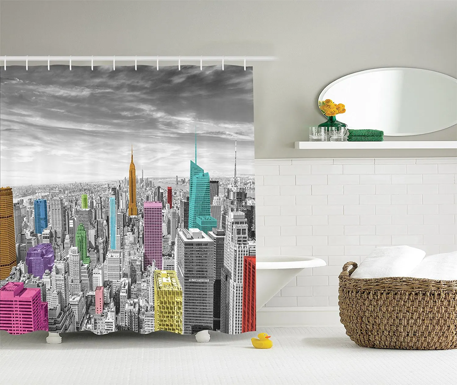 Cityscape Декор занавеска для душа NYC Нью Йорк горизонт панорамная картина набор с