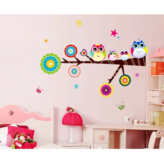 Brand Design Cute Owl Wall Sticker High Quality Home Decor Kid S Brand Design Cute Owl Wall Sticker High Quality Home Decor Kid S Gift Colorful Cartoon Tree Children