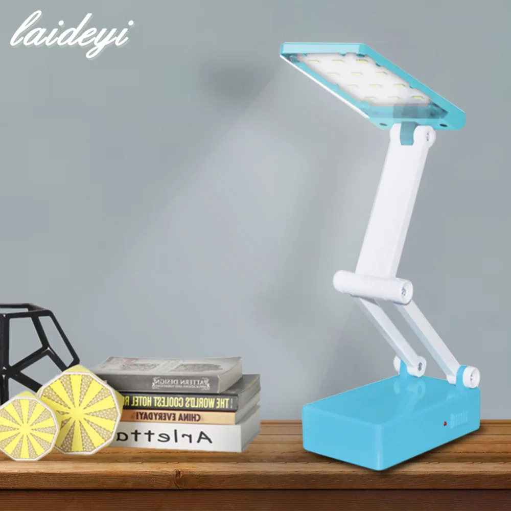 LAIDEYI 12 LED Dimmable Desk Lamps LED Foldable Built In Battery Table