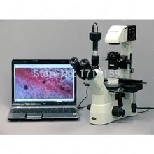 Inverted Tissue Culture Microscope-AmScope Supplies 1200X Phase Contrast Inverted Tissue Culture Microscope + Mech Stage