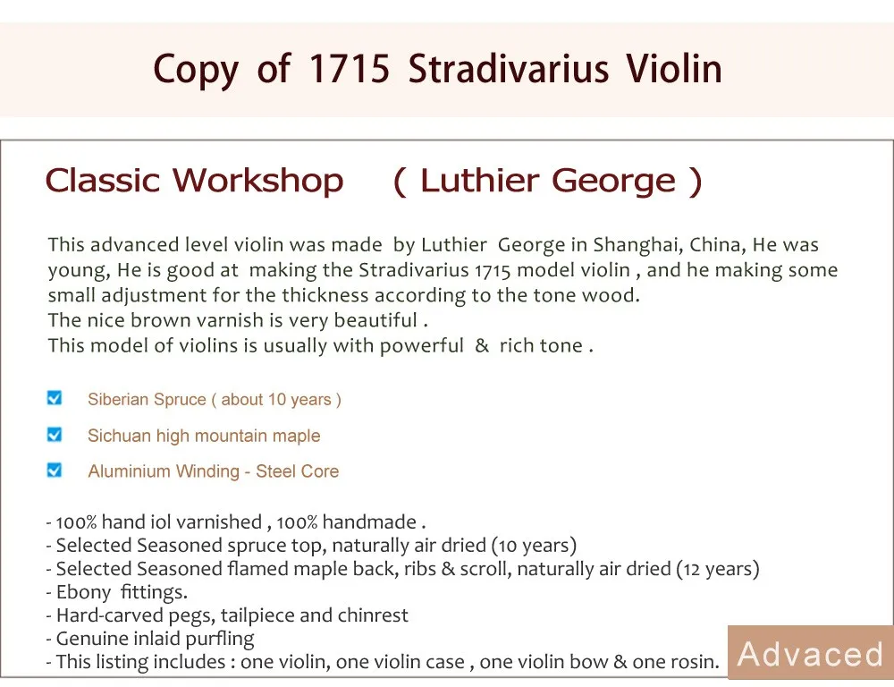 Копия 1715 Stradivarius скрипки#1673, скрипка ручной работы масляного лака, продвинутый уровень, сибирская ель, богатый цвет