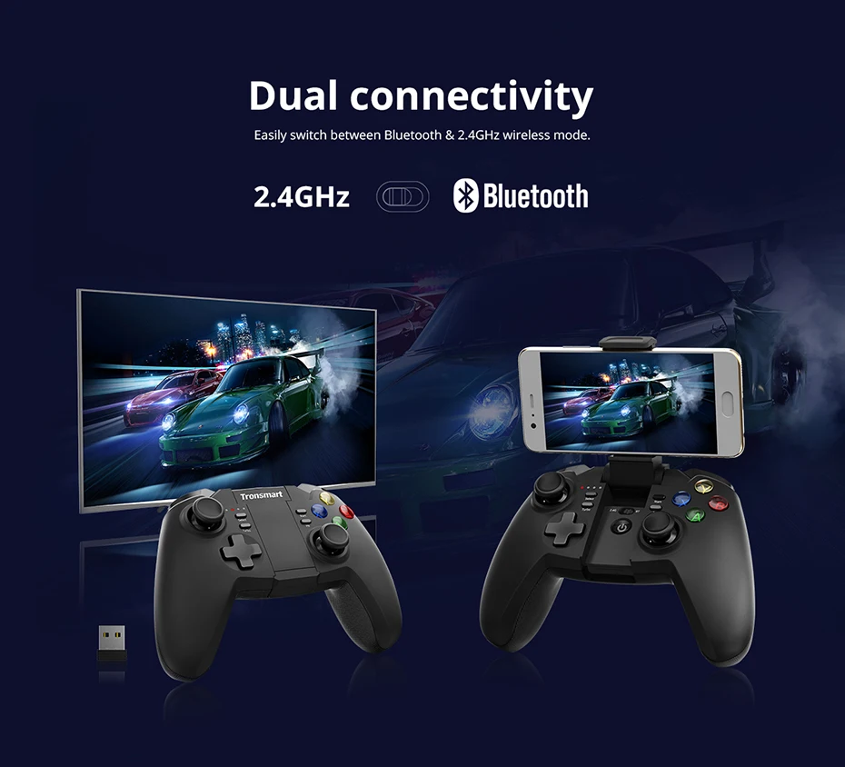 Tronsmart Mars G02 2.4GHz Wireless Gamepad for PlayStation 3 PS3 Game Controller Joystick for Android TV Box Windows Kindle Fire2