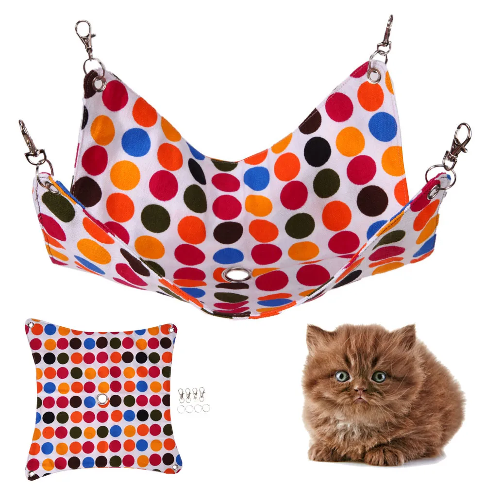 

Colorful Dot Pet Hammock Small Pet Canvas Hanging Hammock Hamster Blanket Mat With Hole for 2.5kg-7.5kg Chinchillas Squirrels
