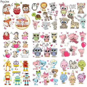 

Prajna Unicorn Iron On Cartoon Animal Patches For Kids Clothes DIY T-shirt Applique Heat Transfer Vinyl Sticker On Clothes Decor