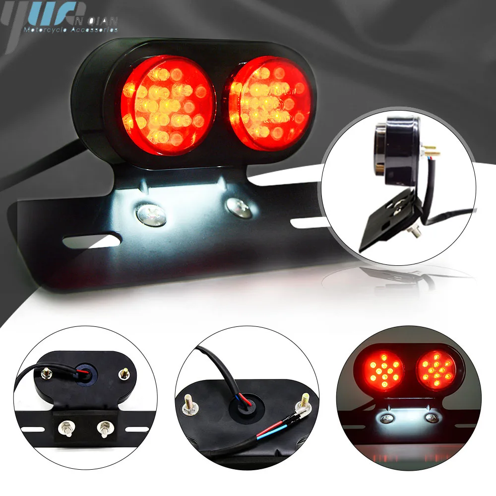 12V Motorcycle Tail Rear Lights double Lamp Taillight Moto Brake Stop Lights Moto Turn Signals for Harley Chopper Bobber Custom
