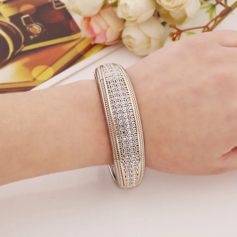 Lzhlq геометрический узор манжета браслет модный бренд ювелирных изделий женский Макси браслет в стиле панк покрытый широкий металлический резной браслет
