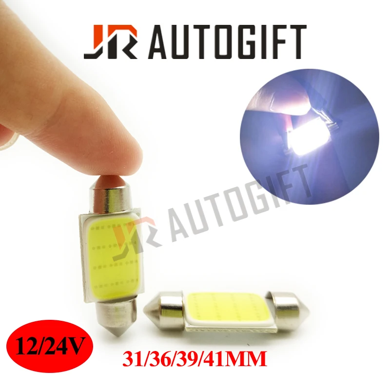 

10pcs FT 12Chips COB C5W 24V 12V 31/36/39/41mm ft cob White Car Auto Festoon Dome Interior LED Lights Lamp Map Roof Reading Bulb