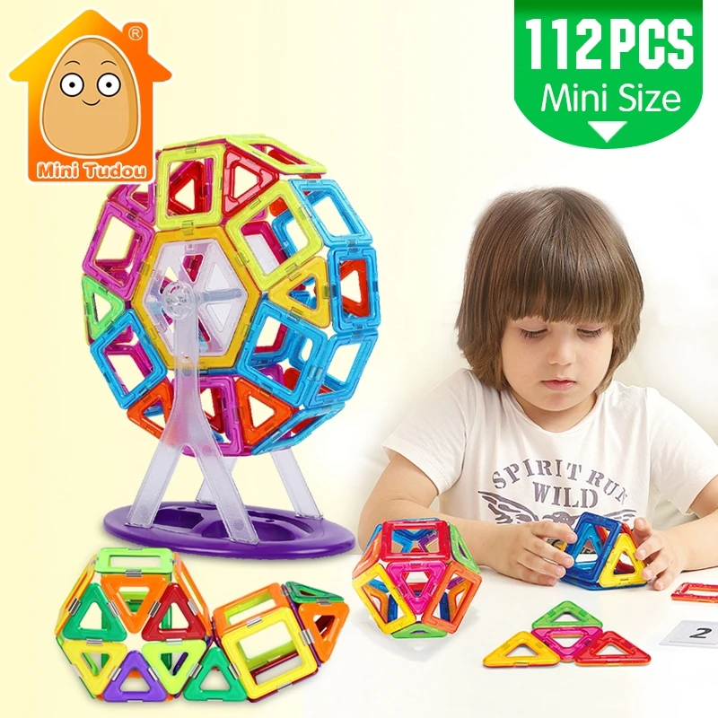 MiniTudou Mini 112PCS Magnetic font b Blocks b font Construction Enlighten Assembly Building font b Blocks