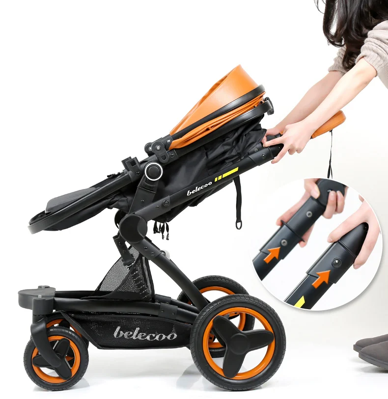 Luxury Baby Stroller 3 in 1 With Car Seat High Landscape Pram For Newborns Travel System Baby Trolley Walker Foldable Carriage
