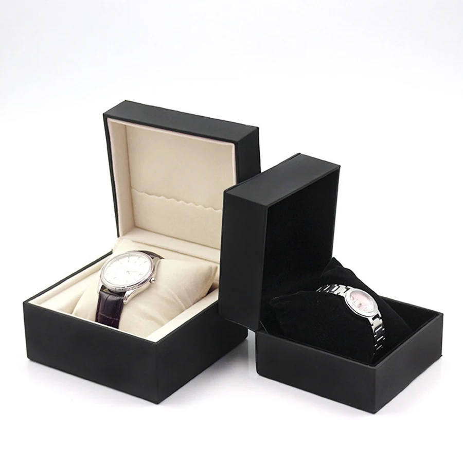 

High Grade Black PU Watch Box Fashion Jewelry Gift Box Two Style Packing Boxes for Party Accessory