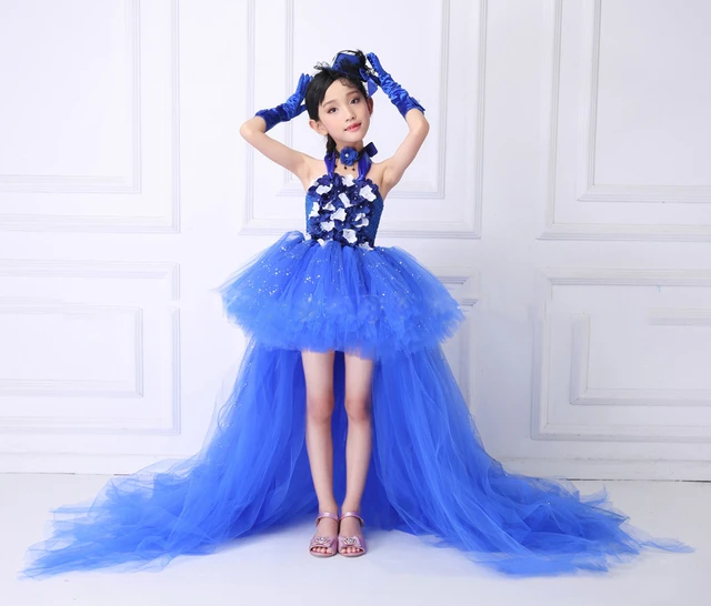 Royal Blue Party Dresses Girls  Child Wedding Dress Royal Blue - Kid Girl  Wedding - Aliexpress