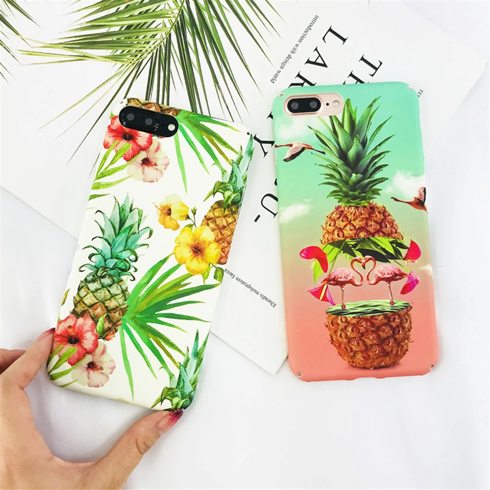 Top For IPhone 7 Plus Art Plants Flowers Leaf Pineapple Flamingos Pattern Case Iphone fashion Beach hard Phone Cases |