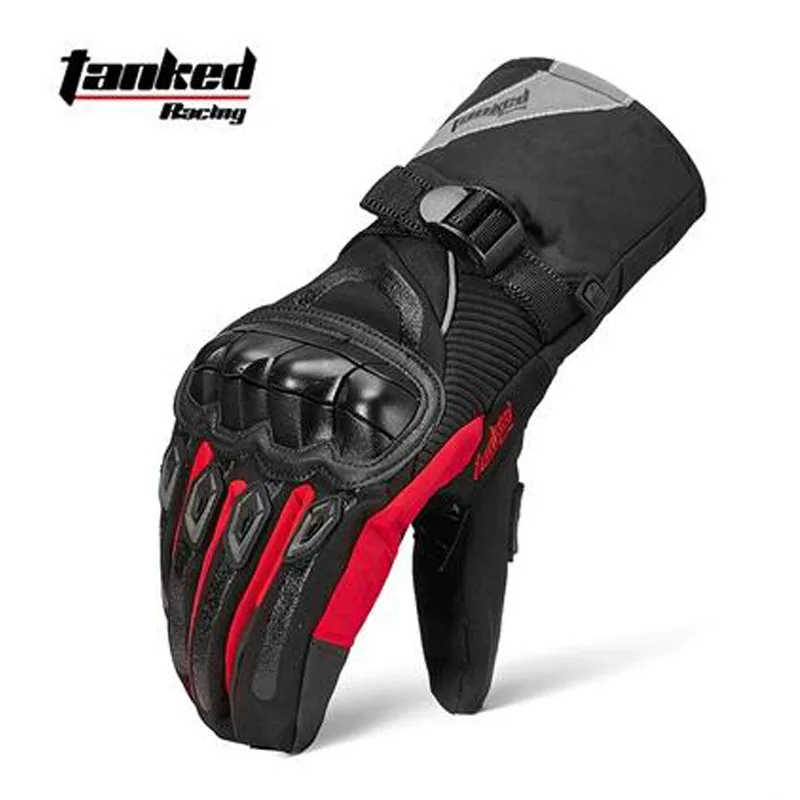 Новые мужские/wo мужские перчатки для езды на мотоцикле длинные стильные зимние водонепроницаемые теплые перчатки для гонок - Цвет: Красный