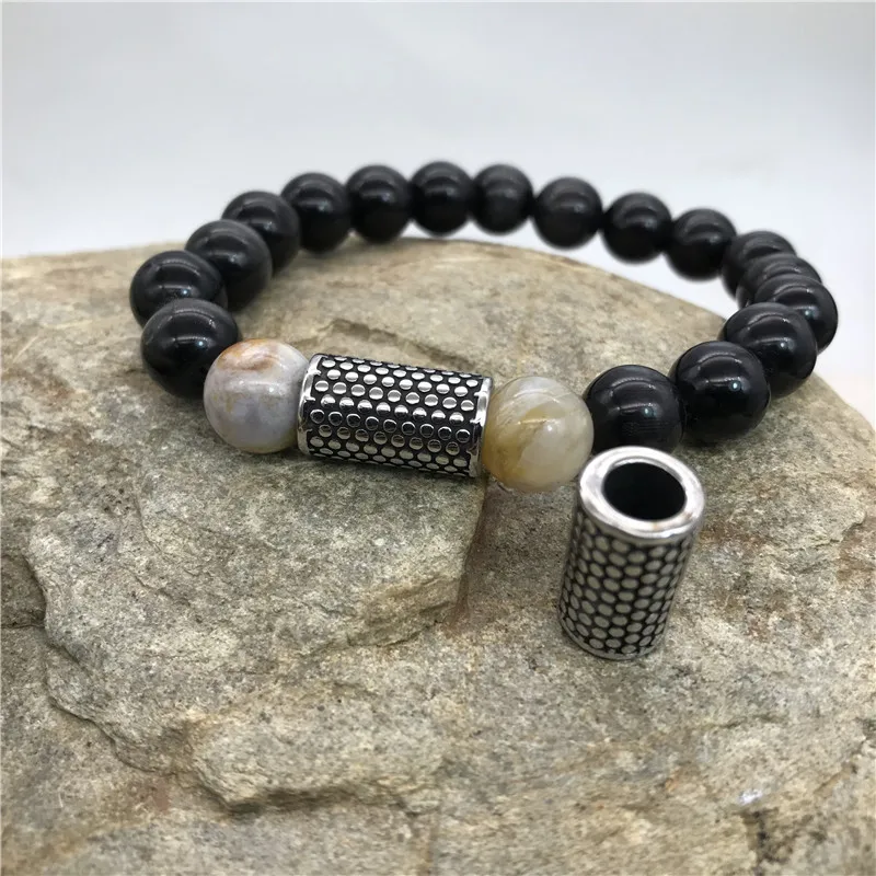 

316l Stainless Steel 5.88mm Hole Vintage Cylinder Charms Beads for Leather/Bead Bracelet DIY Jewelry Making Accessories
