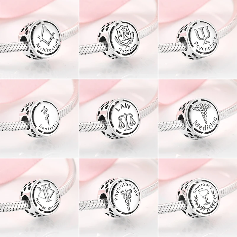 Символ двенадцати профессиональных знаков Шарм бусины для изготовления ювелирных изделий 925 пробы серебро подходят оригинальные Pandora талисманы браслеты