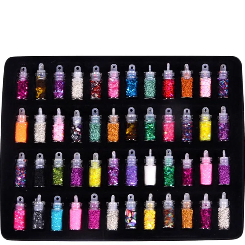 48 Bottles/Set Nail Art Decorations DIY 3D Crystal Nail Art Powder Sequins Glitter Manicure Tips Set Beauty Random Style - Цвет: Random Style