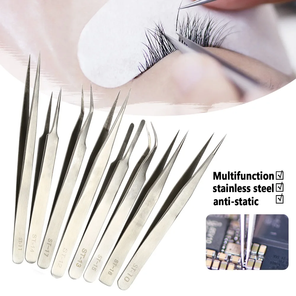 8pcs Eyelash Tools ST Series Stainless Steel Tweezers Eyelash