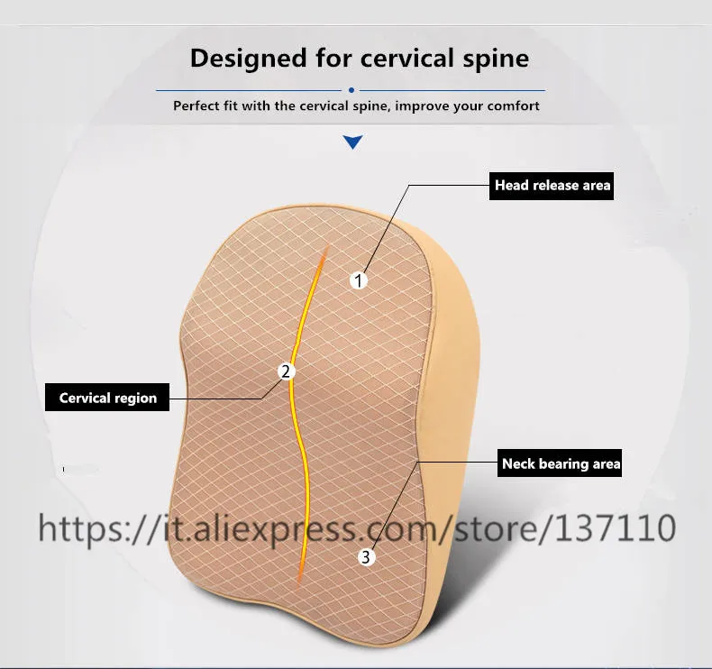 3D подголовник автомобиля памяти с шейной кожей Шеи подушка Подходит для BMW BENZ A4L Audi A6 Q5, подходит для 95% автомобилей