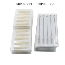 7RL+ 7RT 50 шт одноразовые иглы для татуировки и 50 шт подходящие наконечники для татуировки иглы с белыми черными наконечниками набор наконечников для татуировки