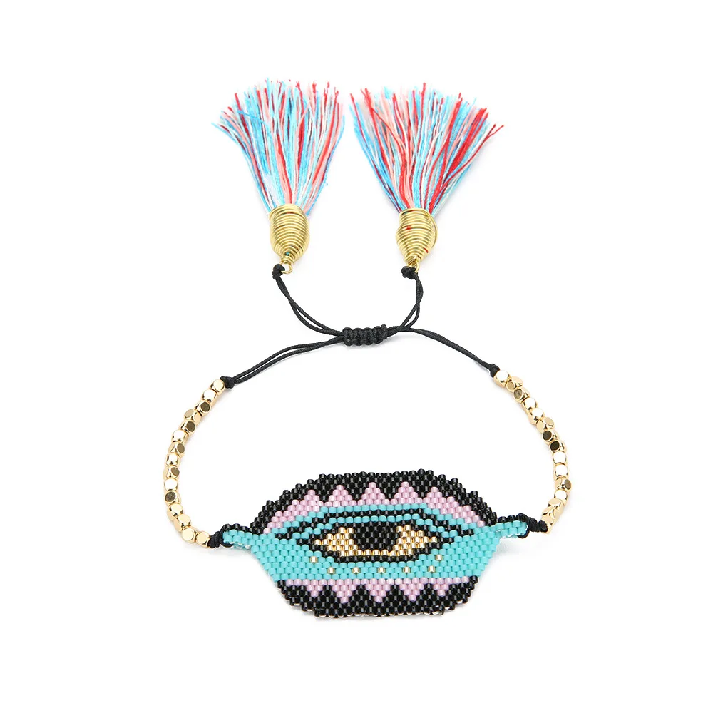 Браслет evil eye MIYUKI манжеты браслет evil eye s розовый Delica бусины ручной работы ткацкий станок тканые кисточкой Для женщин ювелирные подарки