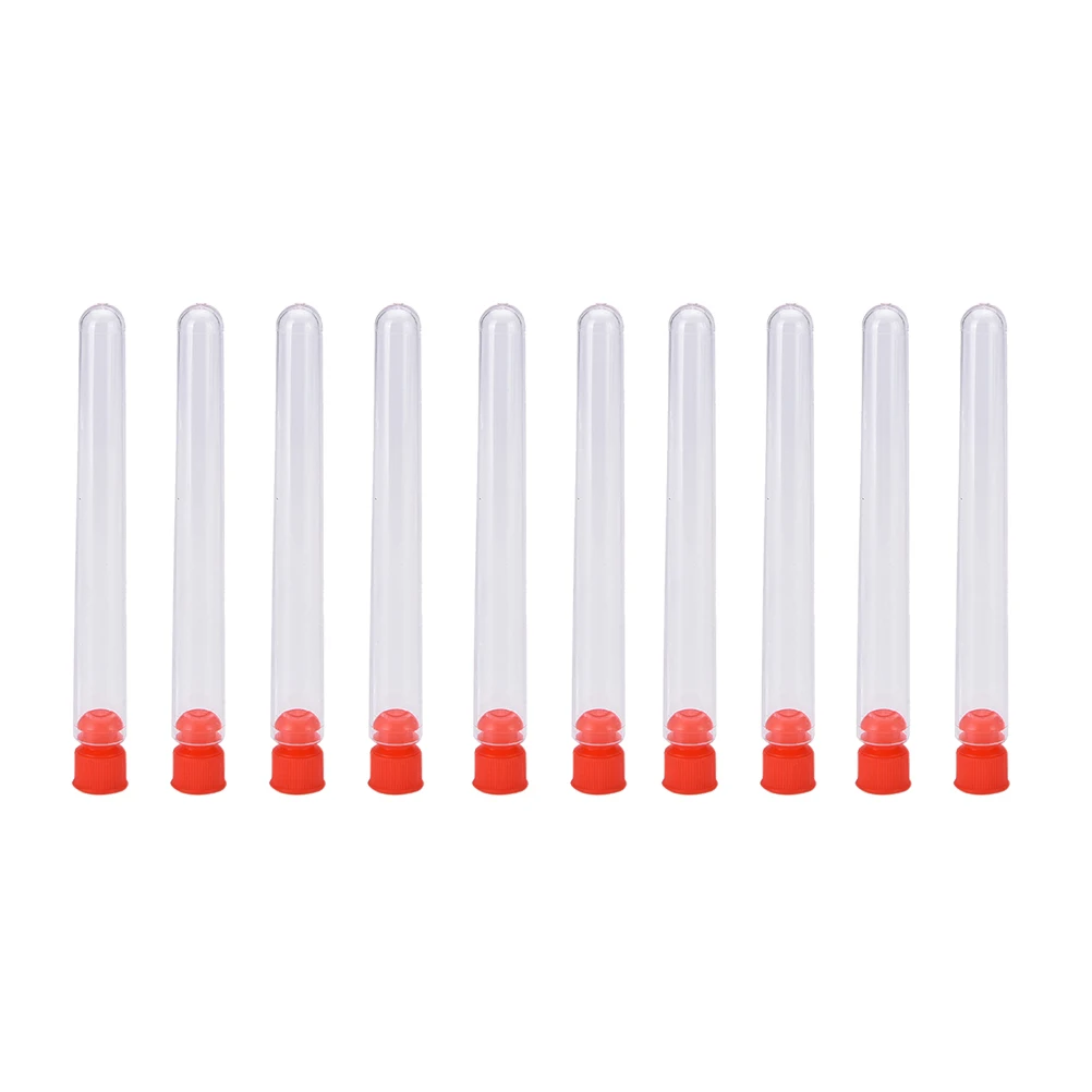

10 X Clear Plastic Test Tubes with Caps Stoppers 12x100mm