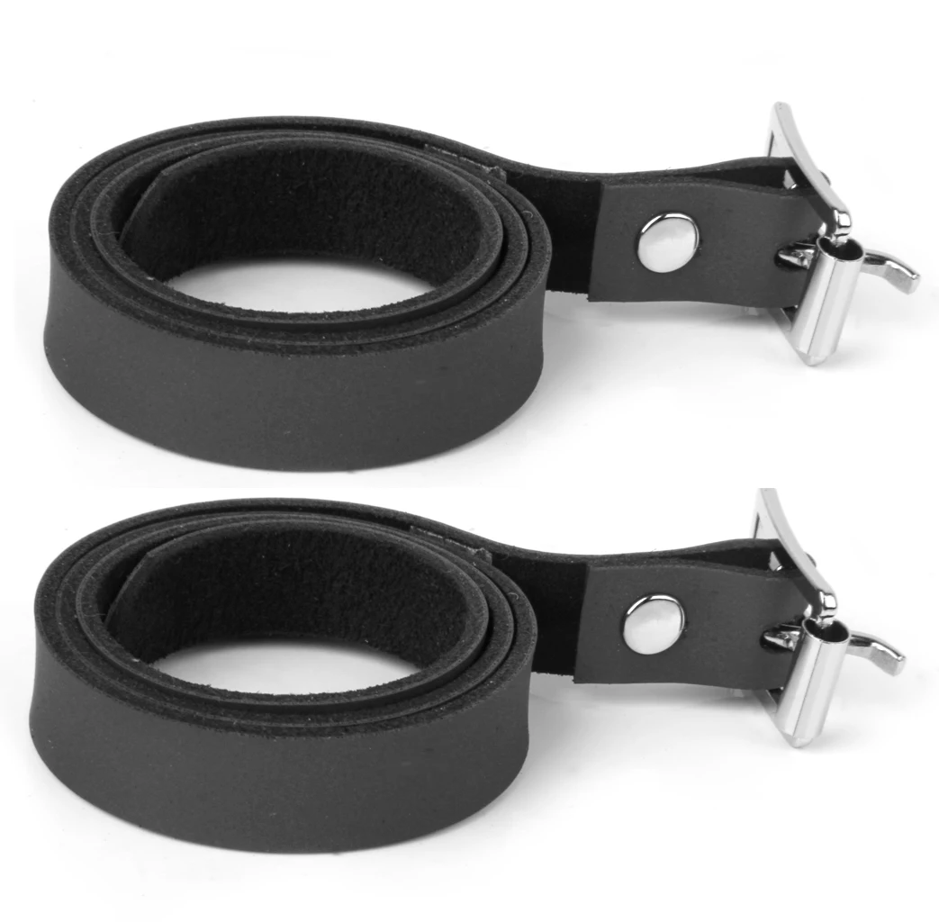 2pcs Horse Riding Leather Spur Straps with Alloy Buckle Equestrian Black 50 x 1.3 x 0.2cm