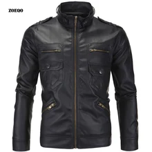 Новая повседневная тонкая мужская кожаная куртка модная мужская куртка из искусственной кожи Классическая стильная мотоциклетная мужская куртка