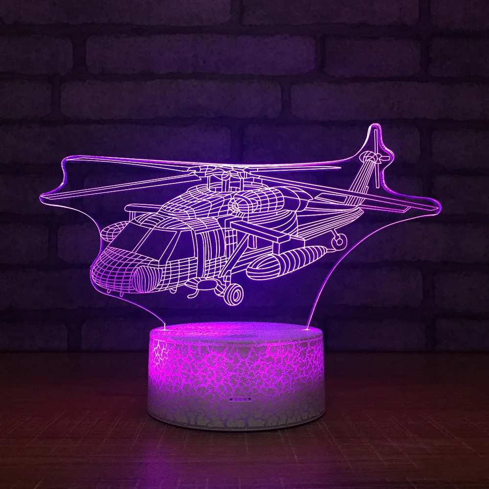 

Helicopter LED Night Light 7 Color Change Desk Light Action Figures Boys Girls Birthday Toys 112